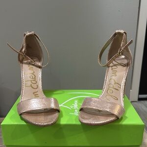 Sam Edelman Gold Heeled Sandals with Ankle Strap